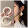 Plush C-Shaped Stud Earrings Female Niche Design Sense Sweet Temperament Large Circle Versatile Earrings