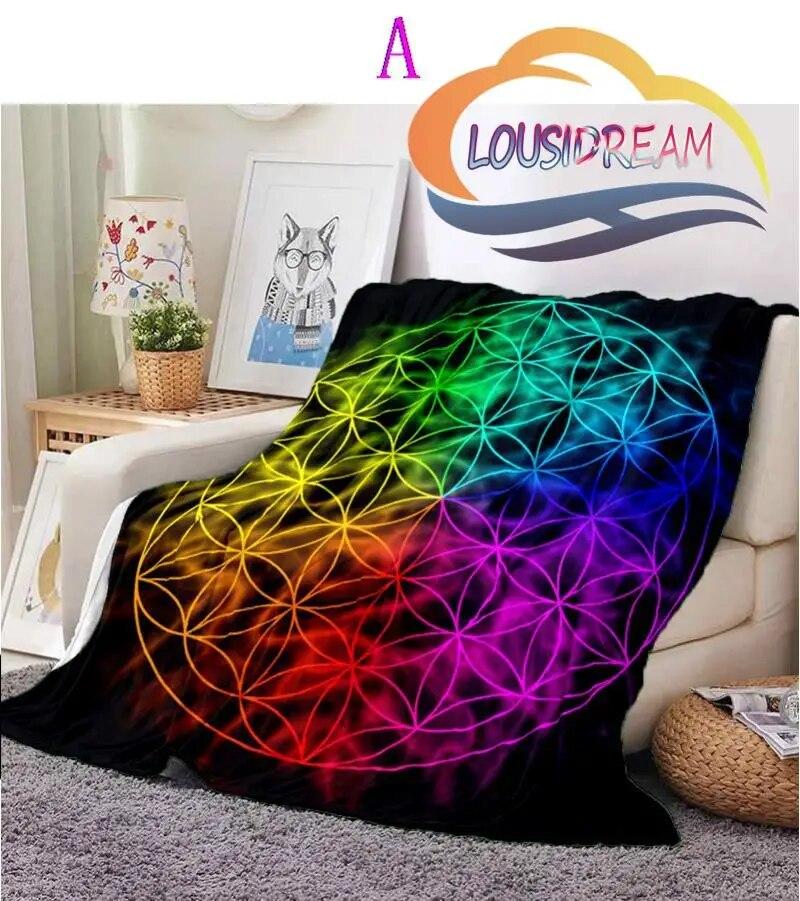 Sacred Planet Geometry Atomite Flower of Life Flannel Warm and Soft Plush Sofa Bed Blanket throw blanket   for picnic