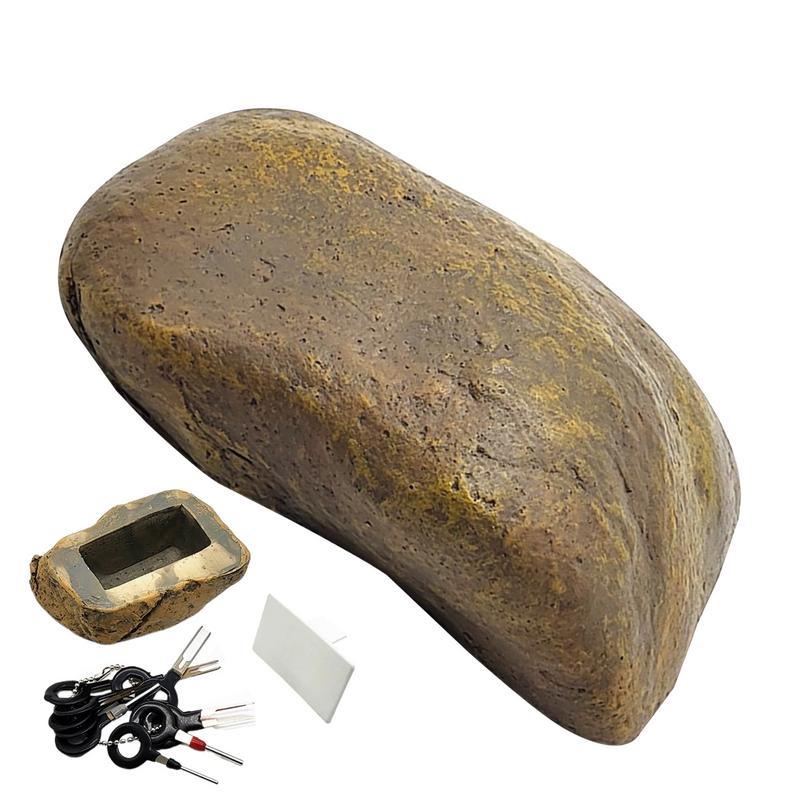 Stone Key Box Outdoor Fake Rock Simulate Stone Key Case Waterproof Fake Rock Key Hiders Lock Box Resin Key Safe Holder Home Dec