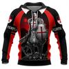 Mens Hooded Sweatshirt With 3D Digital Knight Print Loose Fit Hip Hop Style Fall