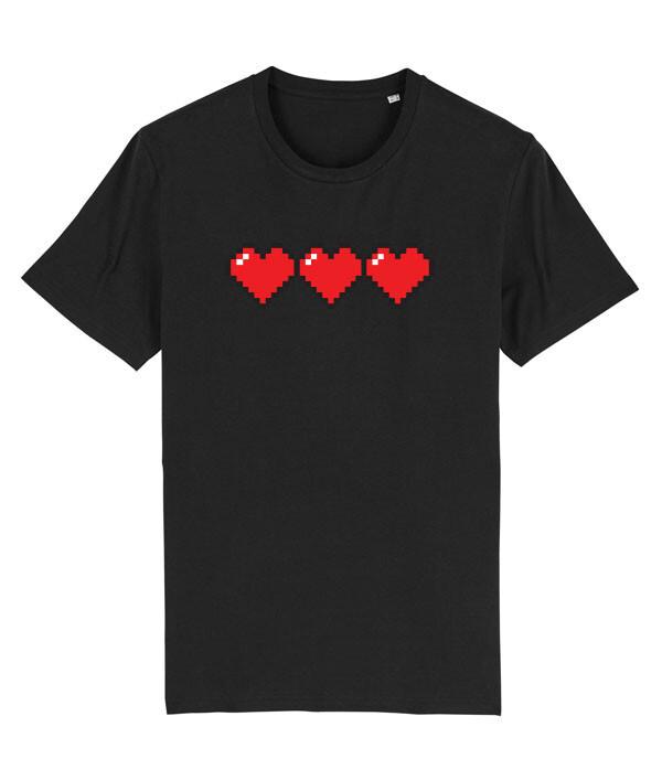 3 Pixel Hearts Retro Gaming Life Bar Videogame Unisexs Fit TShirt