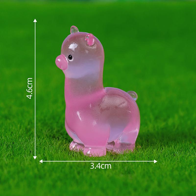 Glow In Dark Simulated Alpaca Decorative Accessories Environmental Resin Car Ornaments Mini landscape