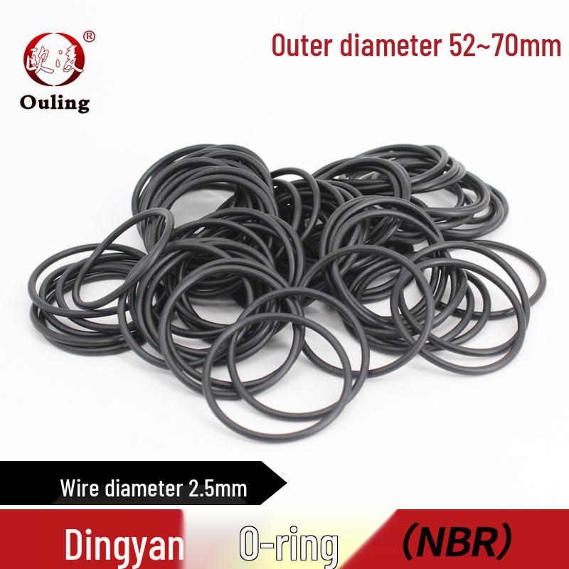 Nitrile Oil-Resistant Rubber O-Ring, Outer Diameter 52/55/60/62/65/70mm, Wire Diameter 2.5mm, Wear-Resistant Seal 10 pieces, OD 52mm, black NBR O-ring