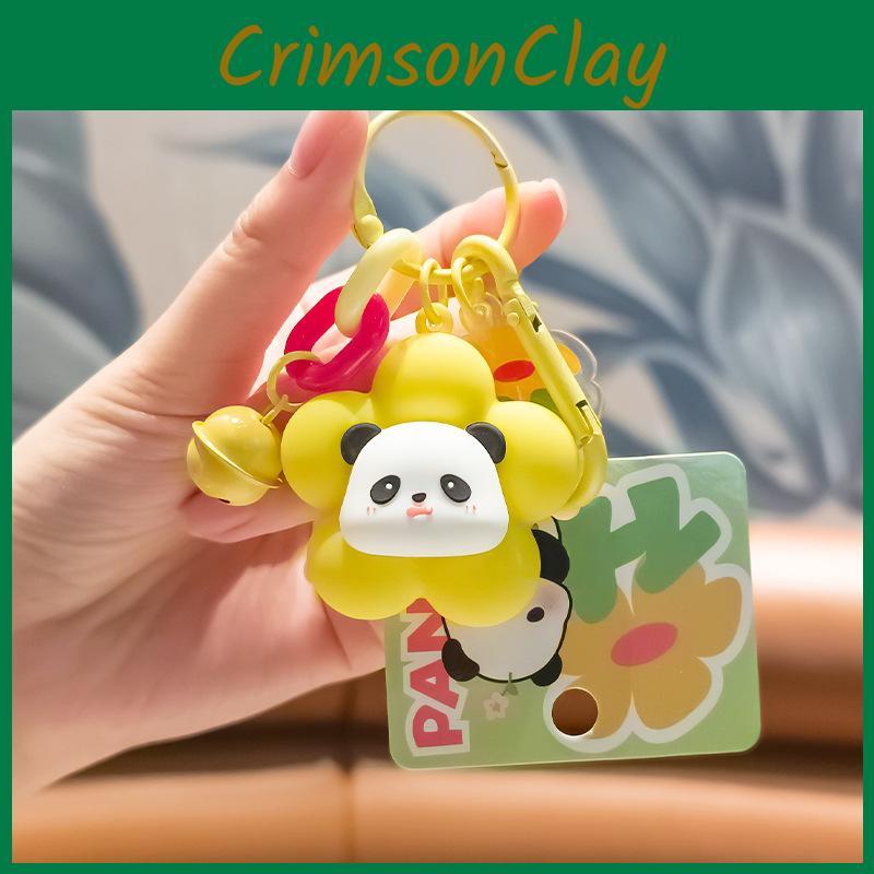 Pvc Colorful Flower Panda Keychain Adorable Key Chain Accessory For Car Bag And