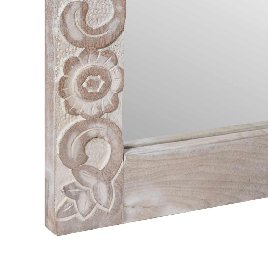 Wall Mirror Right Angled White 70 x 50 cm Solid Mango Wood