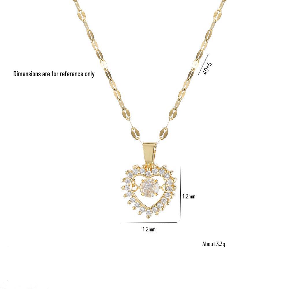 Korean Style Heart Necklace for Women - Titanium Steel, Niche Design, Fashionable & Lively Clavicle Chain Jewelry