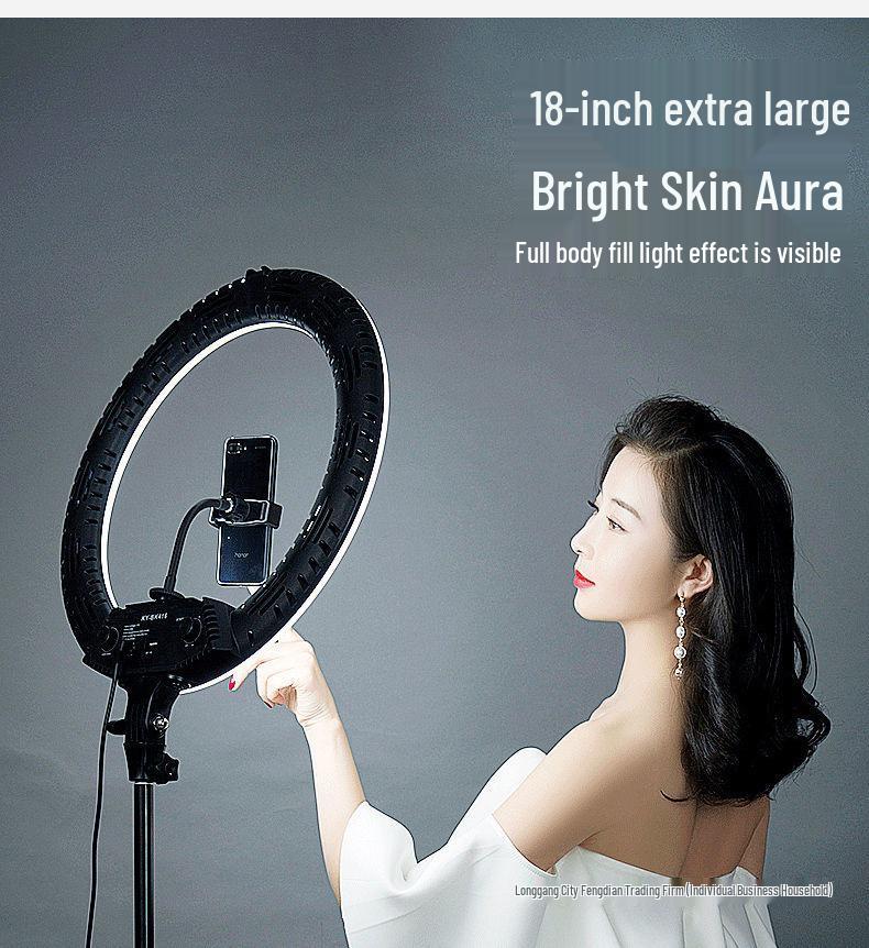 Universal Multi-Function Mobile Phone Stand with Beauty Fill Light for Live Streaming and Outdoor Use