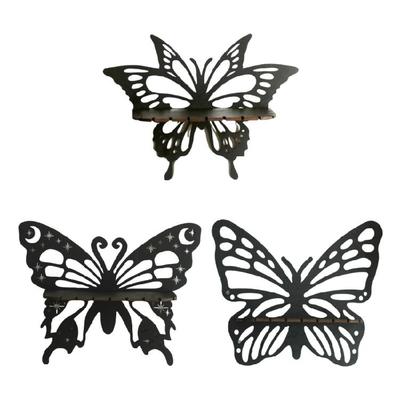 Creative Butterfly Shape Wood Floating Shelf Jewelry Crystal Display Wall Shelves for Bedroom Living Room Decoration