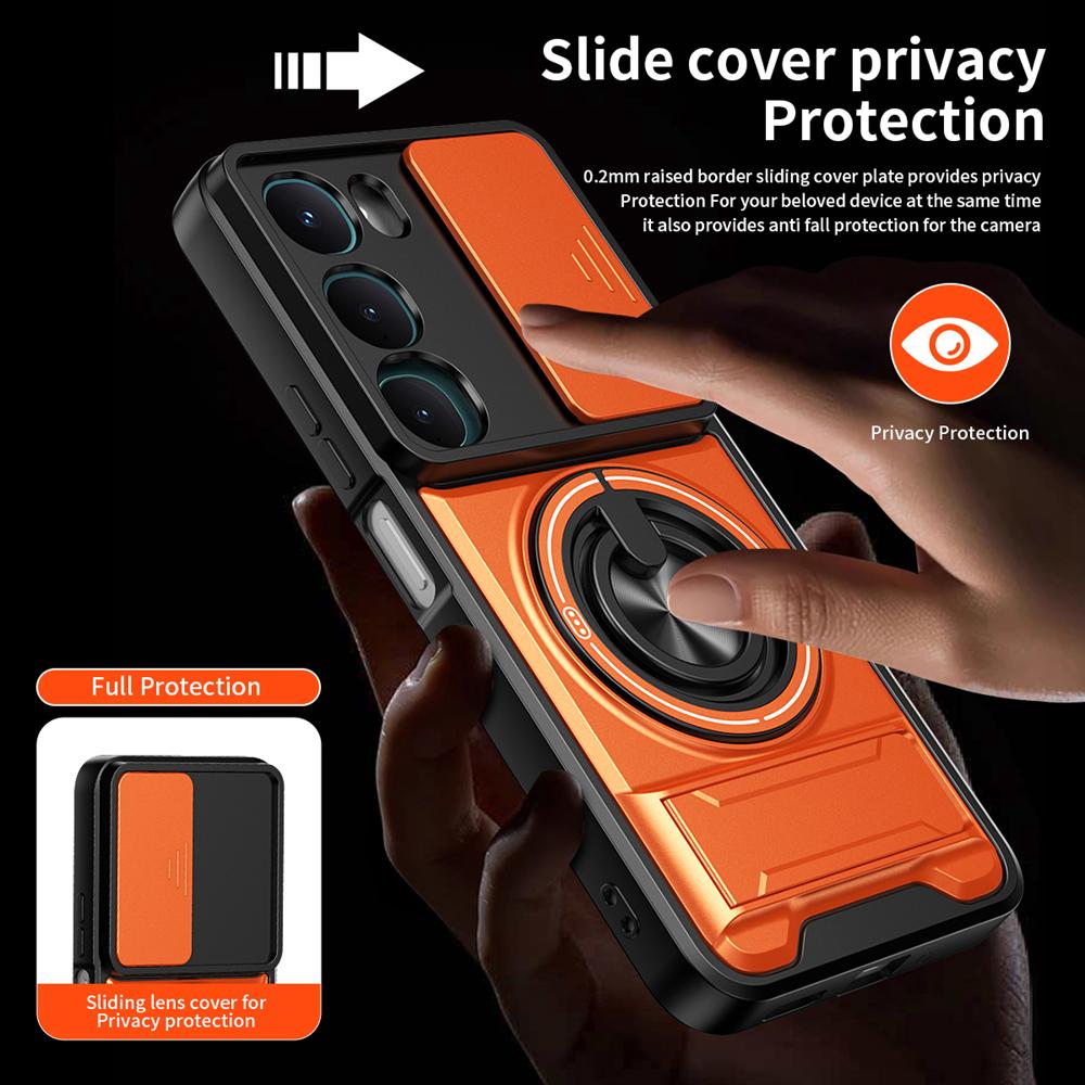 KEYSION Magnetic Phone Case for VIVO Y21d Y31 5G Y19S Pro Slide Camera Protection Upright Kickstand Ring Shockproof Back Cover