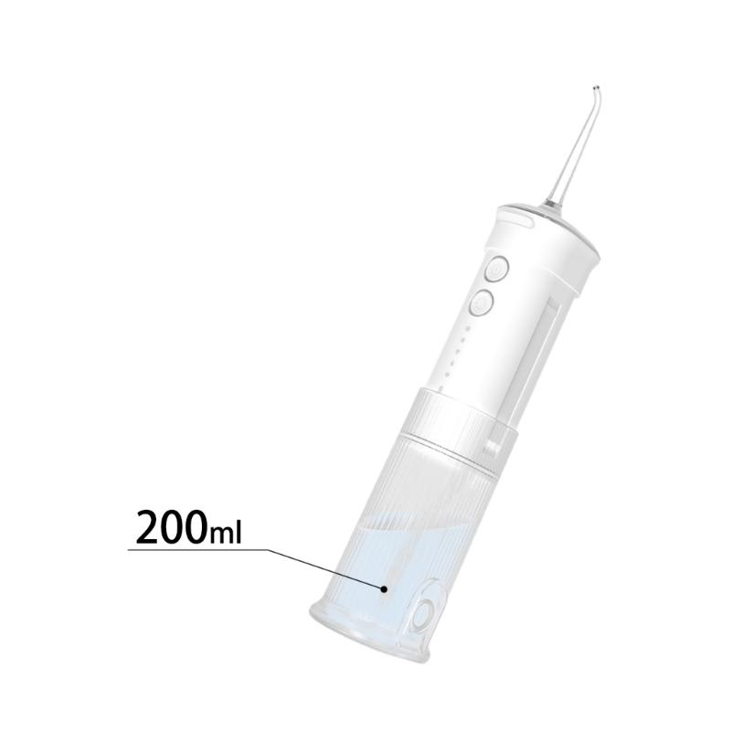 Munddusche Tragbar Zahnwasserstrahler USB Wiederaufladbar Wasserstrahl-Zahnreiniger mit 3 Düsen 200ml IPX7 1800 U/min