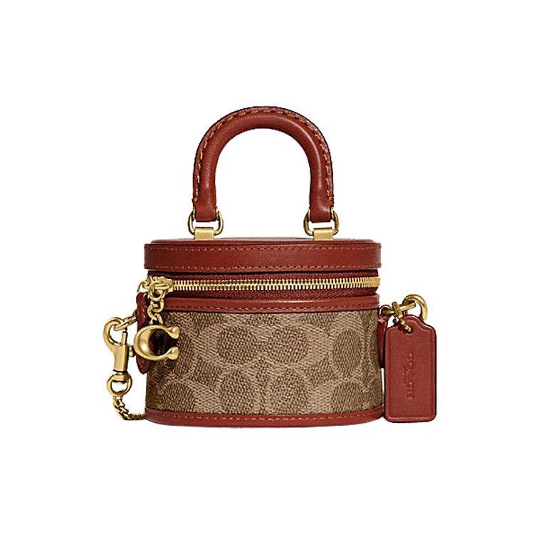 

Coach Mini Signature Canvas Cylinder Crossbody Bag With Top Handle For Women Daily Use Basic Set (Bag+Dust Bag)