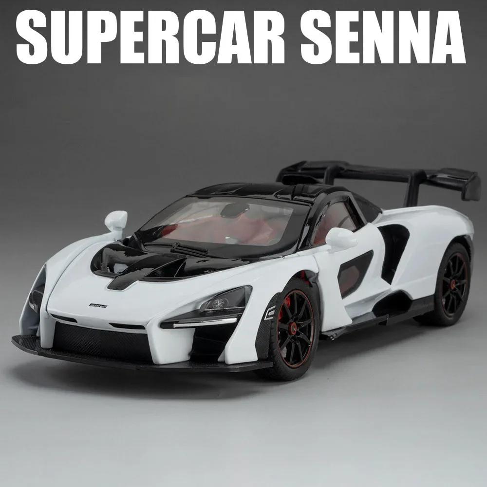 1:24 720S Senna Sports Car Toy Model Alloy Diecast Light Music Simulation Supercar Doors Opened Models Kids Collection Gifts