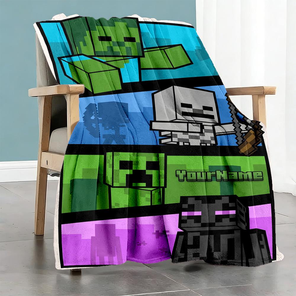 Minecraft 13 Personalized Name Blanket Gift Personalized Blanket Soft Warm Cozy Versatile for Nap Bed Bedding Living Room Ideal for All Seasons