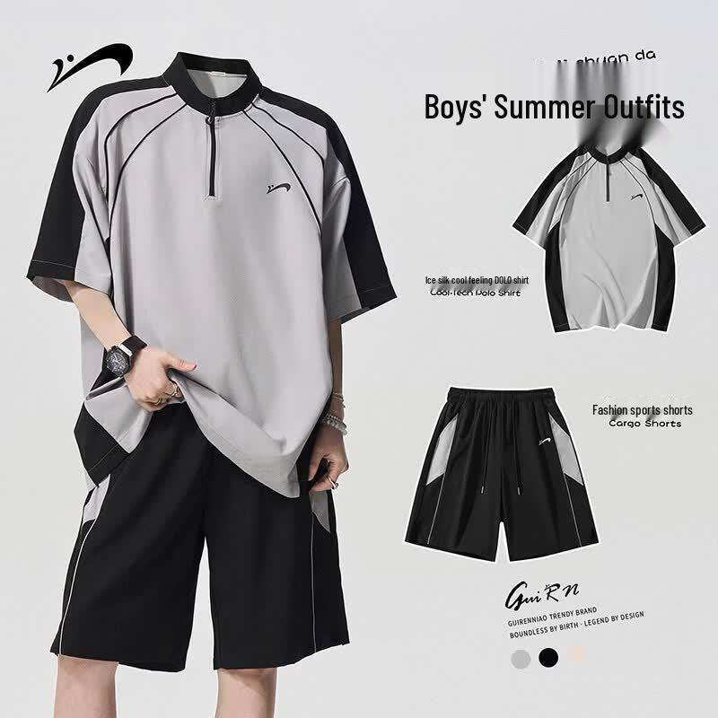 Noble Bird Men s Summer Half-Zip Polo & Shorts Set XL