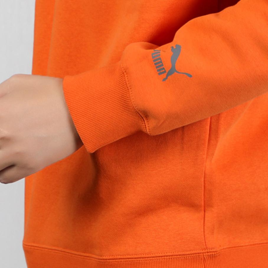 Puma Alphabet Logo Print Fleece Sweatshirt Men Tops Orange 597200-17