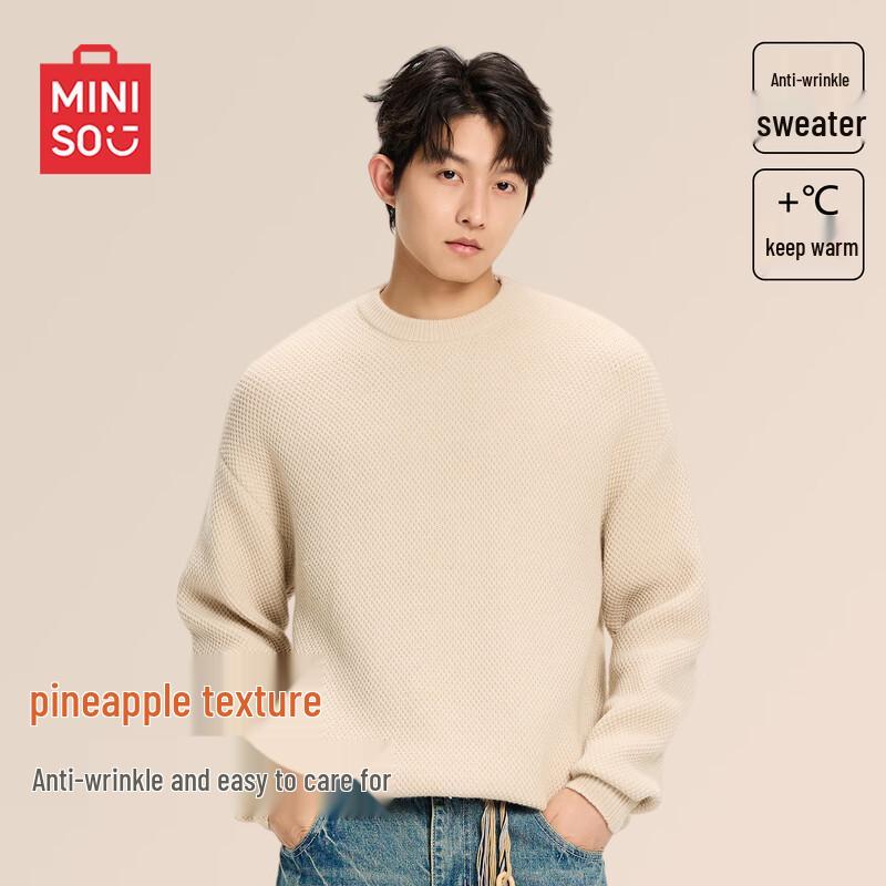 MINISO Men's Loose-Fit Textured Knit Pullover Sweater