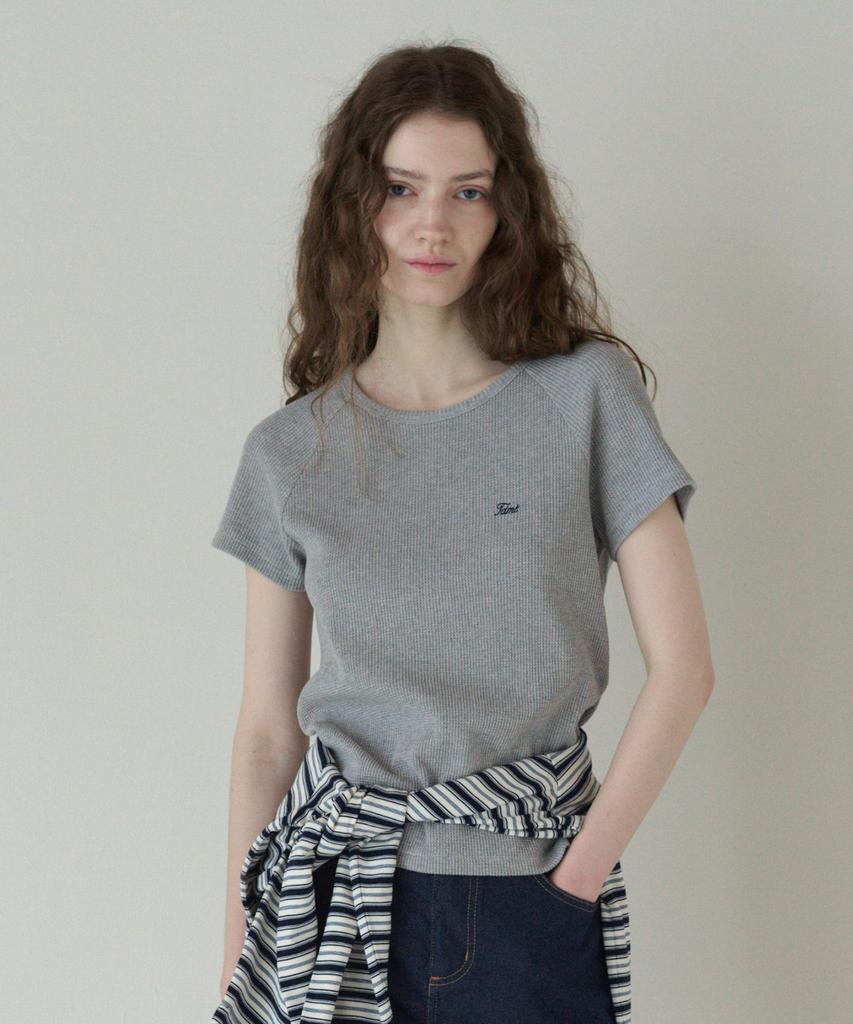 TTUDEMENT Raglan Short Sleeve T-Shirt (Melange Grey)