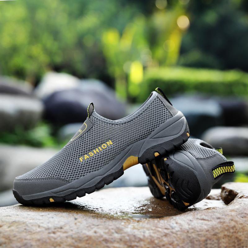 Men Breathable Sneakers New Fashion Shoes Climbing Hiking Shoes Men Outdoor Beach Shoes Mesh Shoes Mens Work Shoes Men