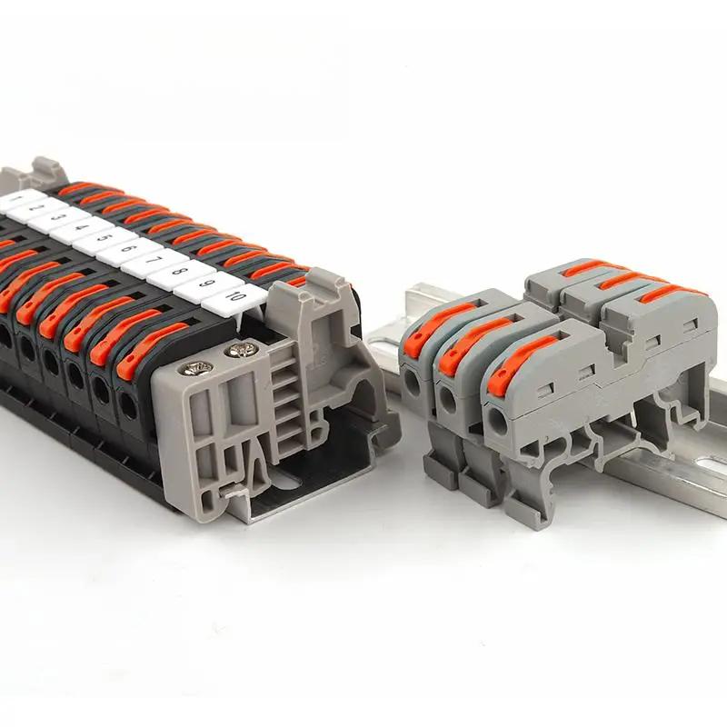 Din Rail Type VariousTerminal Block 211 Electrical Universal Quick Wire Connector Conductor Connection With Number strip Set
