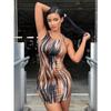 YYFS Women's Fashion Summer Spring Colour Block Print  Sleeveless O-Neck High Waist Casual Dresses