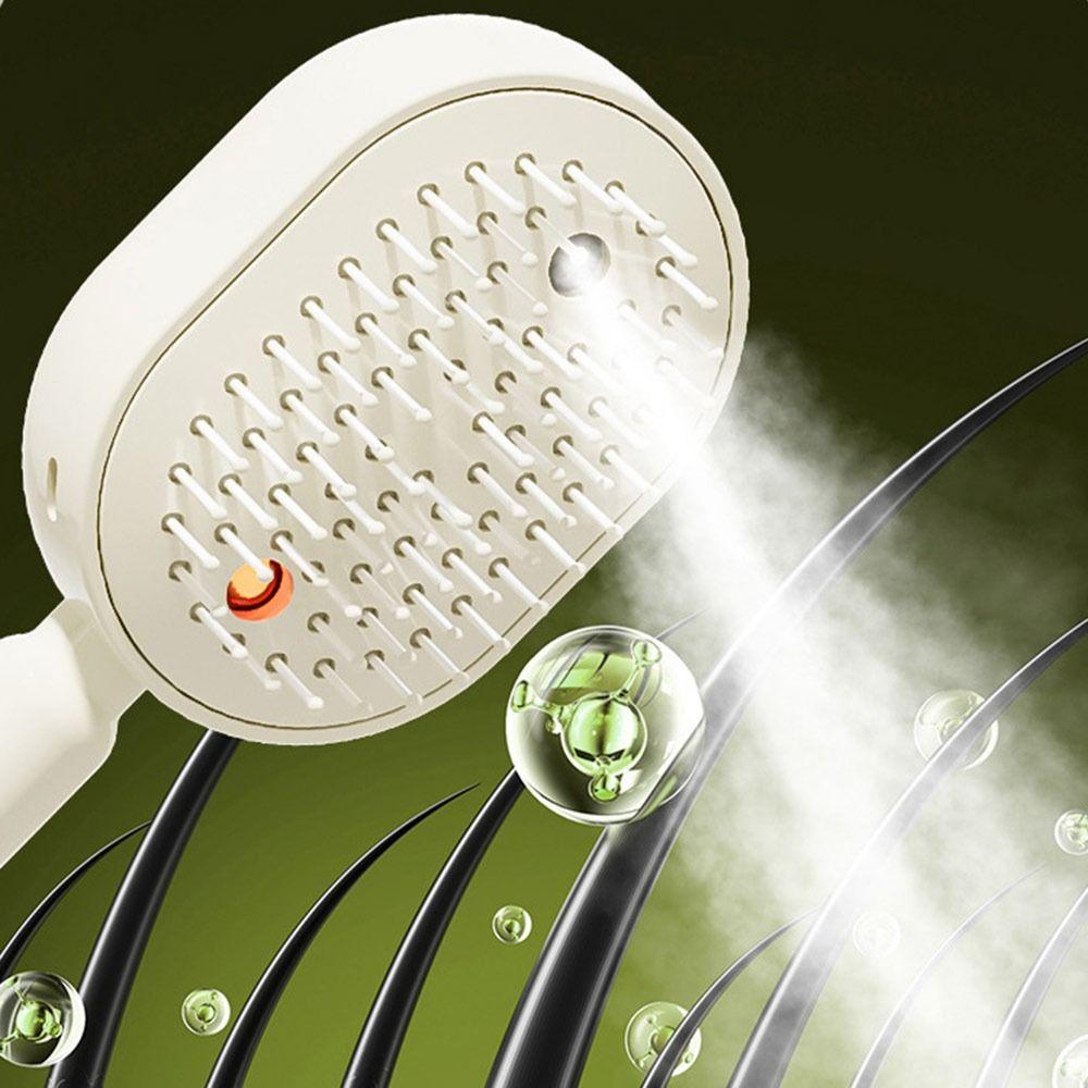 2026 Electric Steaming Hair Straightener Brush Electric Spray Air Cushion Massage Hair Brush Rechargeable Detangling Steam Brush