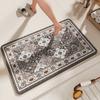 Boho Classical Bathroom Runner Rug Non-Slip Machine Washable Soft Velvet Oriental Farmhouse Bath Rug for Sink Shower Doormat Tub