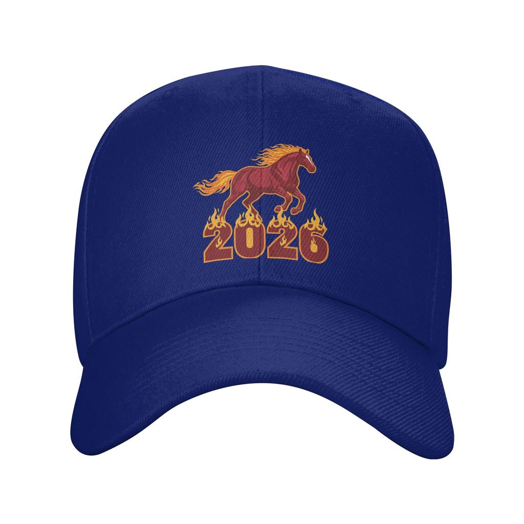 2026 Horse Year Racing Flame Graphic Zodiac New Year Sun Baseball Cap Summer Men Trucker Hat Y2k Retro Outdoor Gym Baseball Caps