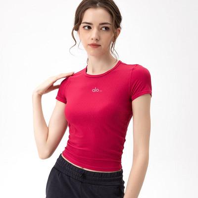 Alo Sco Women's Quick-Dry Short Sleeve Yoga Top - Slim Fit Fitness & Running Shirt