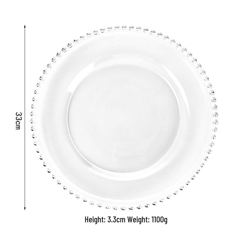 Gold-Edged Glass Beaded Salad Plate for Weddings and Banquets