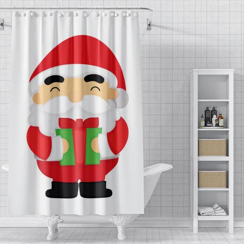 Home Decoration Shower Curtains For Bathroom Waterproof Curtain Fabric Modern Nordic Style Living Room Merry Christmas Winter
