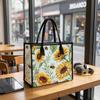 Sunflower Bee Printed Tote Bag Casual Large Capacity Daily Handbag Portable Reusable Grocery Shopping Shoulder Bag for Women