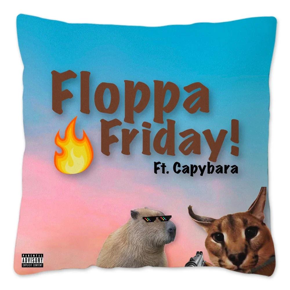 Capa de Almofada Meme Fofo Floppa 40x40 Decoração de Casa Dakimakura Engraçada Gato Caracal Capa de Almofada para Sala de Estar Housse De Coussin