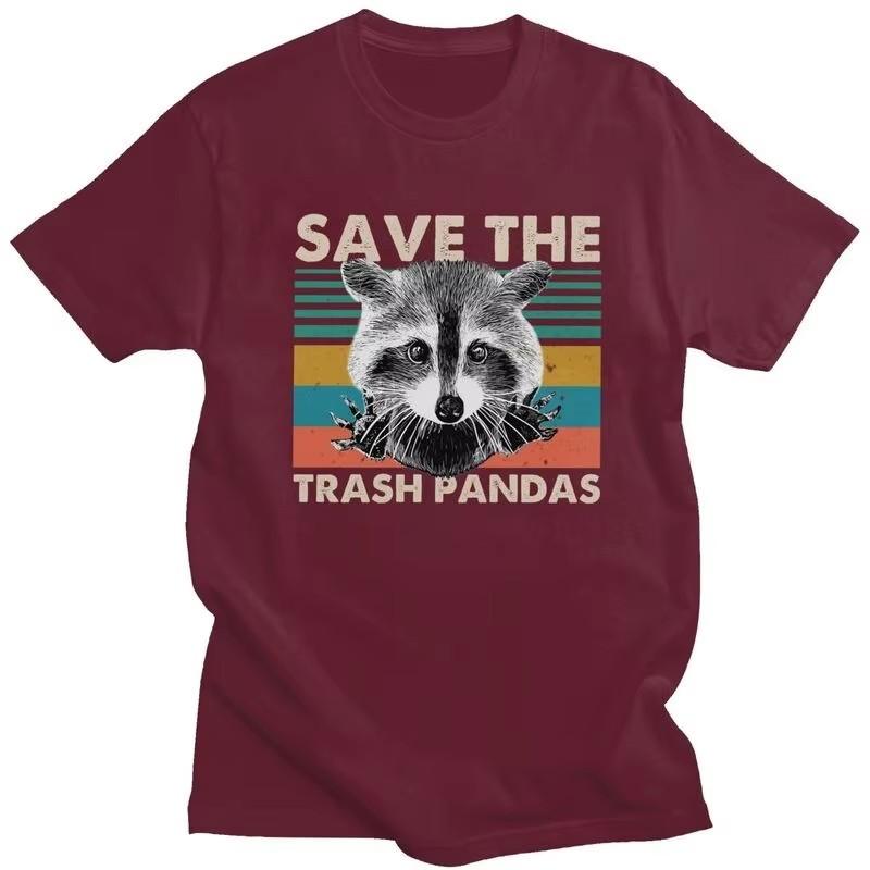 Save The Trash Pandas Raccoon Graphic Tee for Unisex Casual Short Sleeve T-Shirt
