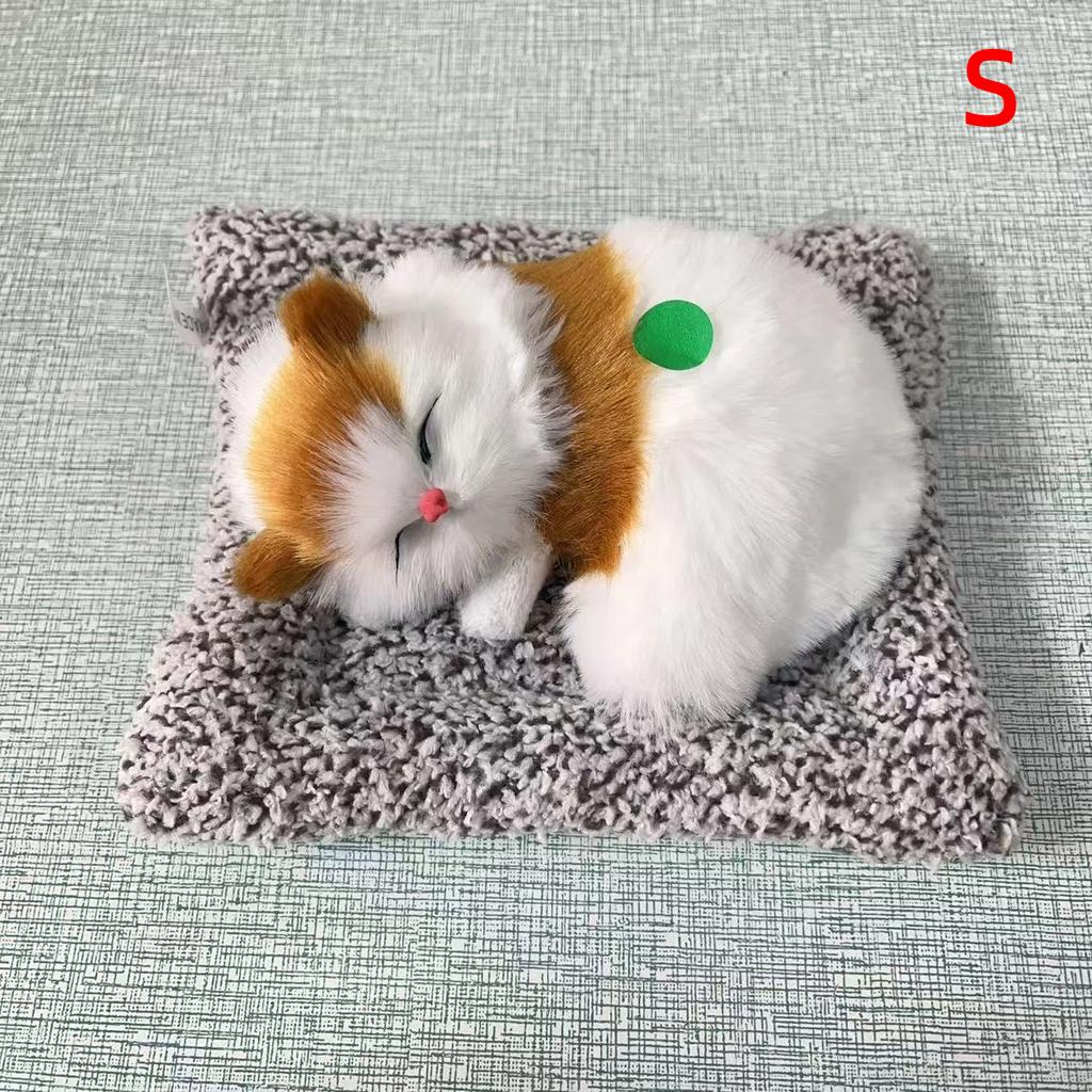 Simulated Cat Ornament With Built-in Activated Carbon Purifying Air Cute Doll Car Decor Sleeping Cat Figurine Press To Sound
