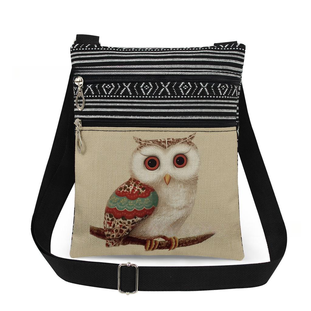 1PC Owl Print Tote Bags Women Shoulder Handbags Postman Package 6897