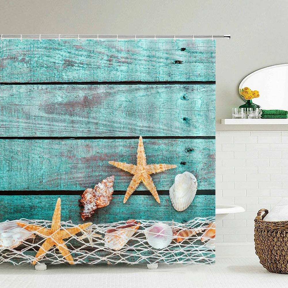 Coastal Scenery Shower Curtain with Hooks    Fresh Seaside Vibe Decor for Bathrooms, Reinforced Eyelets & Easy To Clean
