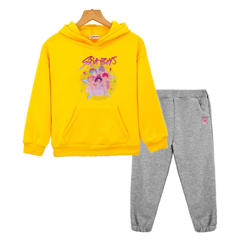 2pcs Pullover+pant Kpop Demon Hunters Autumn Hoodie Saja Boys Fleece Jacket Sweatshirt Kids Boutique Clothe Boy Girl Hooded Sets