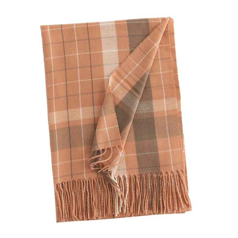 Womens Plaid Scarf Faux Cashmere Long Shawl Winter Warmth Neck Protection Commute