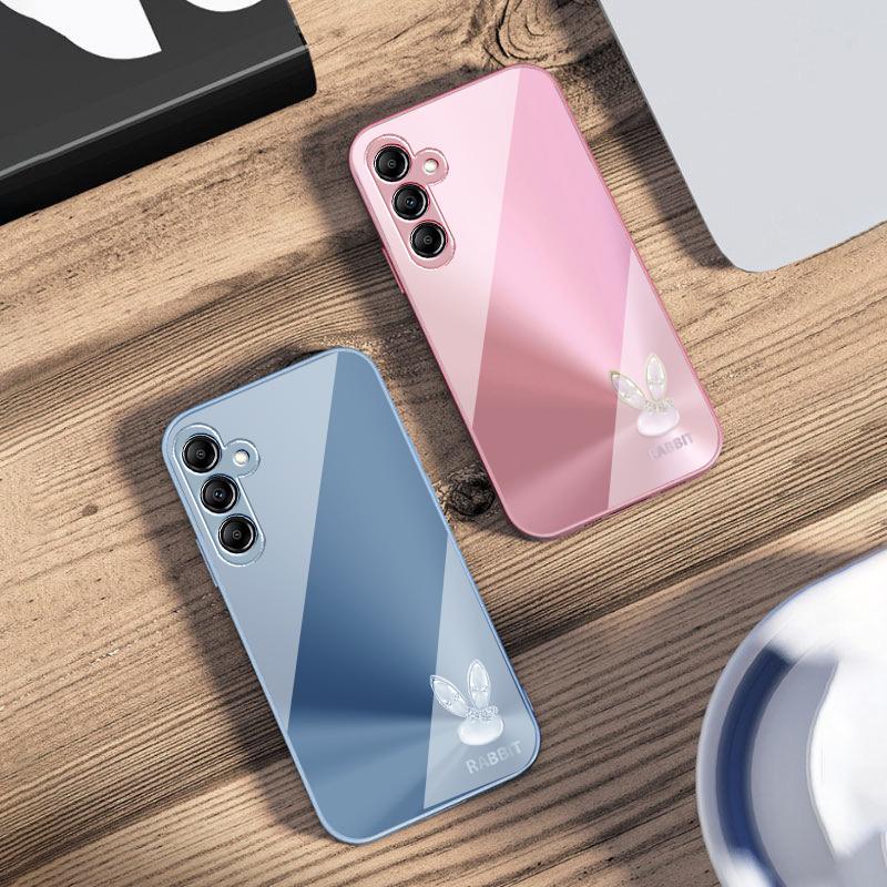 A Cute Light Blue Rabbit For Samsung A73 72 71 A70 56 55 54 A53 52 51 50 42 A35 A34 33 32 31 26 25 24 23 22 30 Glass Phone Case