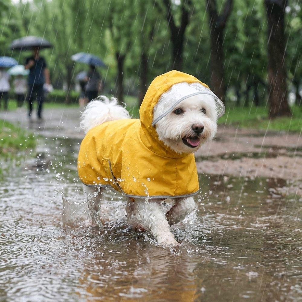 Full Coverage Waterproof Cloak Leash Hole Pet Rain Cloak Fashion Rain Jumpsuit Rainy Weather