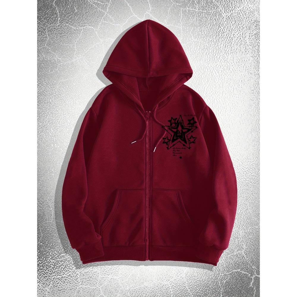 Men'S Casual Cardigan Sweatshirt with Gothic Pentagram Print for Autumn And Winter