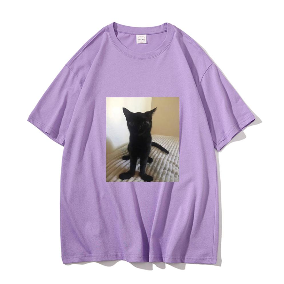 Big Foot Jinx T-shirt Black Cat Pattern Tshirt Funny   T Shirts  Cotton Tops Spring New Round Neck Tee Short Sleeve