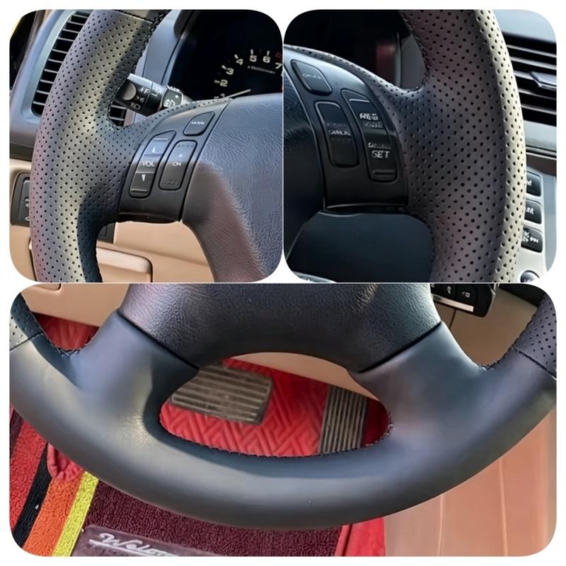 Car Accessories Hand-stitched Black Artificial Leather 2003-2007 Odyssey 2005-2010 Steering Wheel Cover For Honda Accord 7