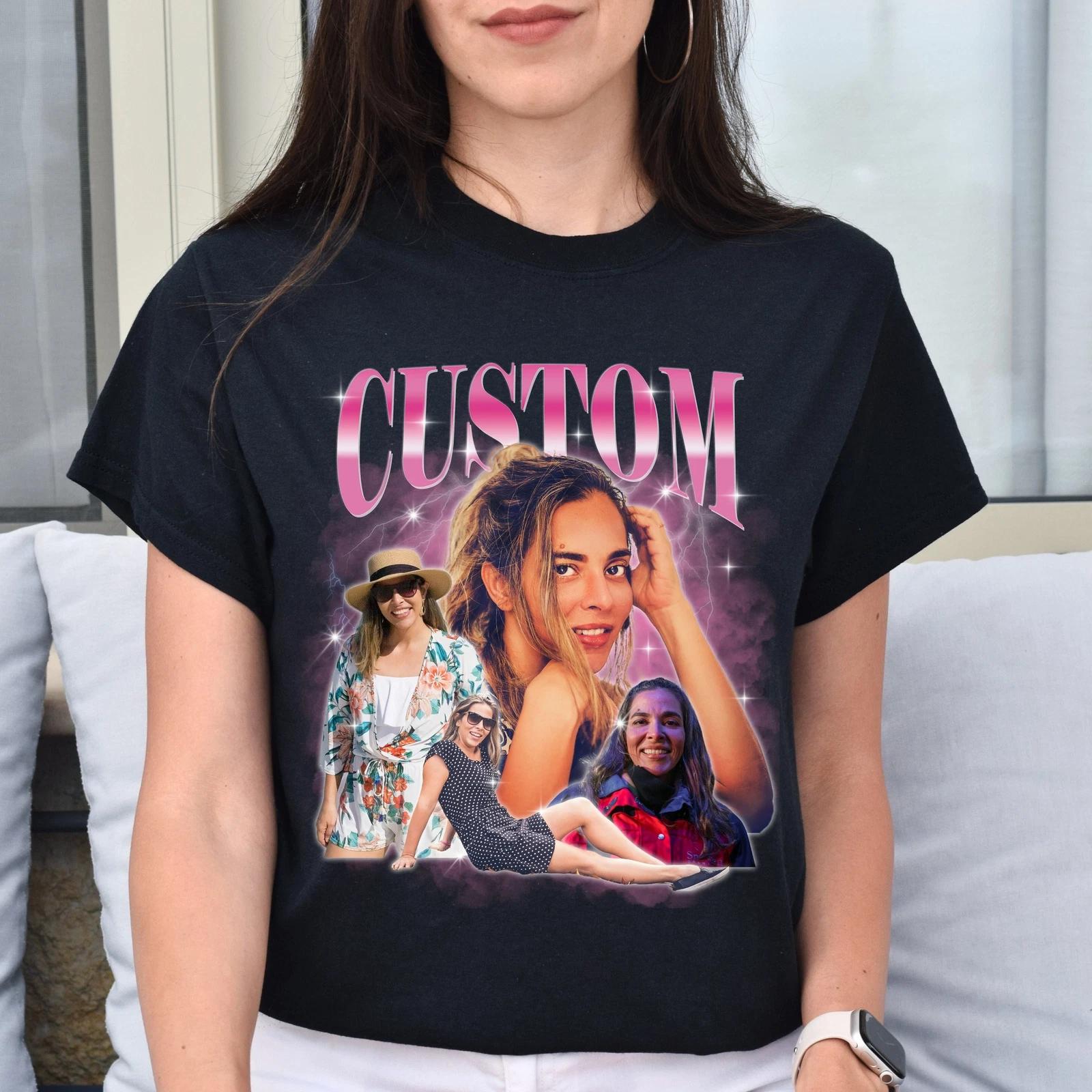 Custom gift for Boyfriend Unisex T-Shirt Your own pictures vintage style bootleg 4XL