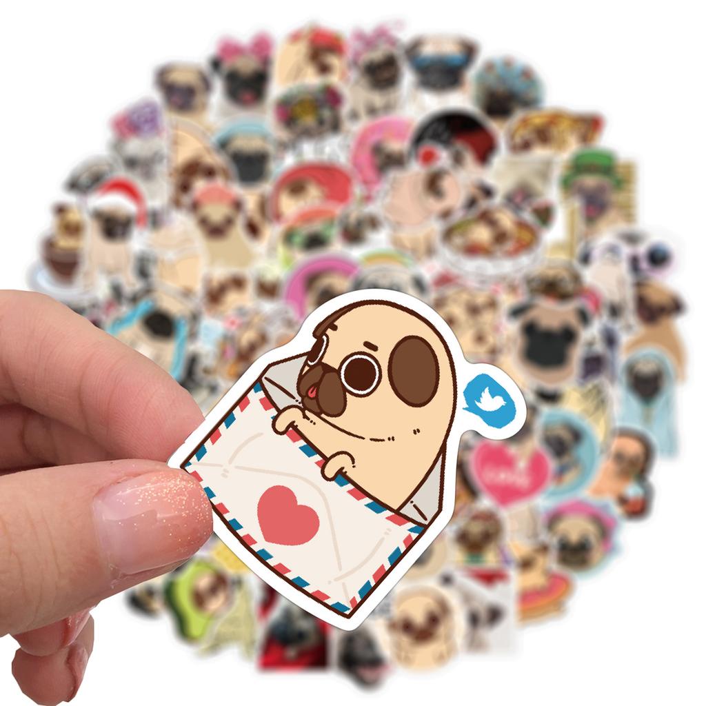 100 Cartoon Animal Pug Doodle Stickers Personalized Decoration Computer Suitcase Waterproof and Removable