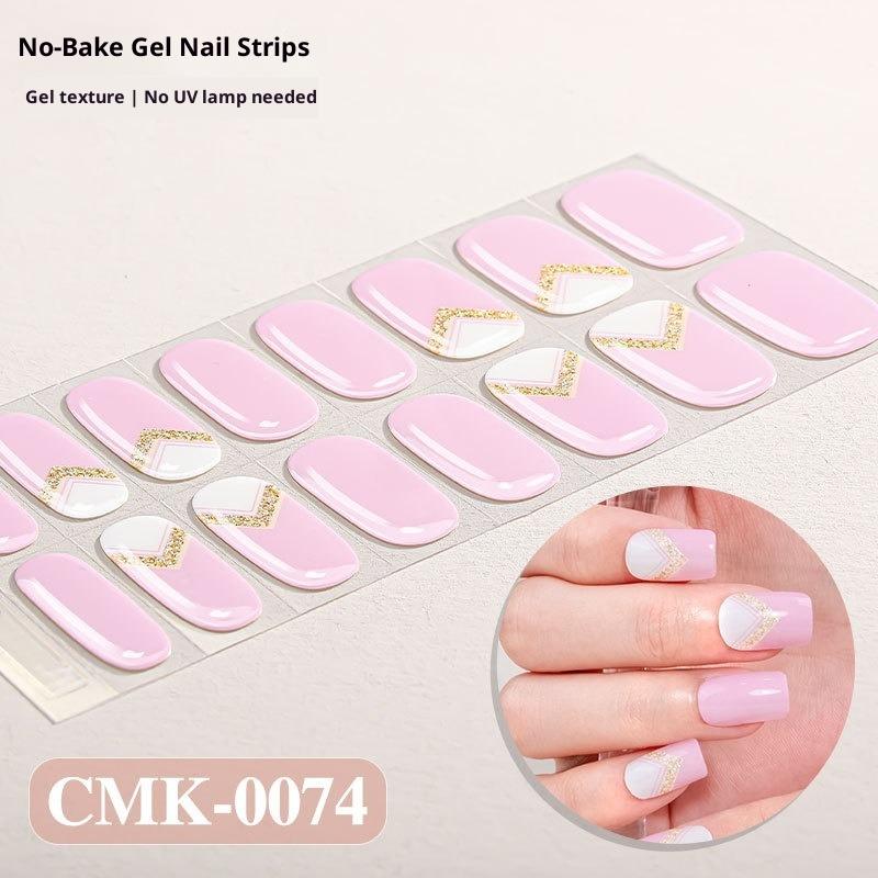French-style No-bake Gel Nail Stickers, Glittery Gradient, Amazonian Style, No-bake Nail Stickers