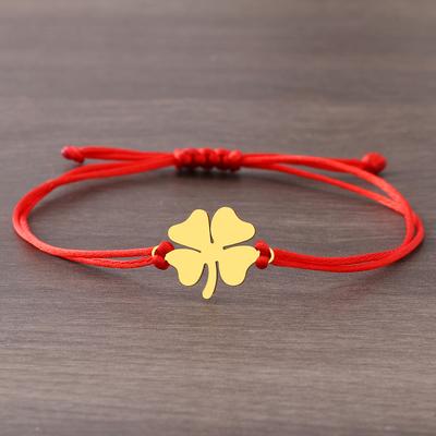 Brățări din Oțel Inoxidabil la Modă Trifoi Împletit Manual Norocos Negru Roșu Amuletă Fashion Brățară cu Zircon Cadouri de Petrecere pentru Femei