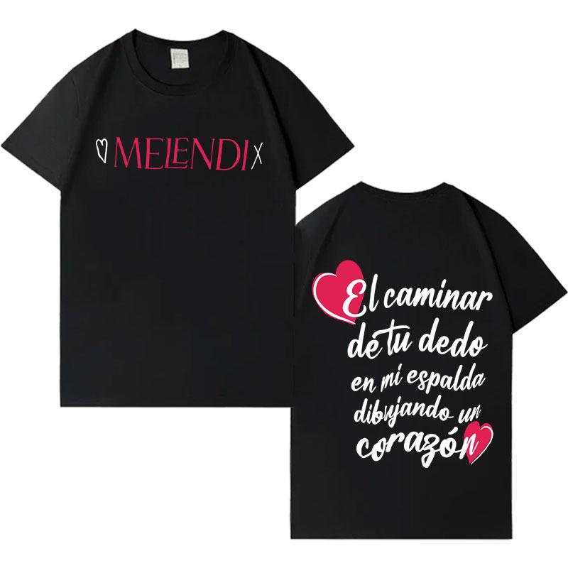 Singer Melendi Harajuku Album Tour Tshrit Mens Womens Fashion Crewneck Aesthetic 2026 Springsummer Short Sleeve Top Teenagers
