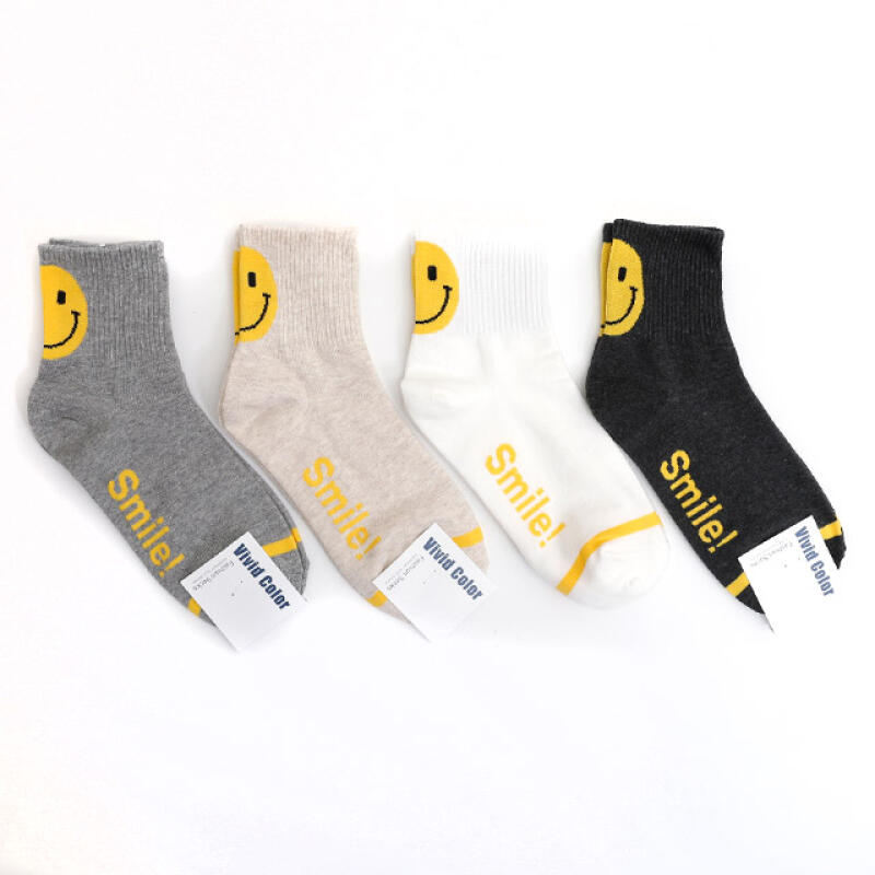 Smile Fashion Medium Women s Socks 4-Pack gray