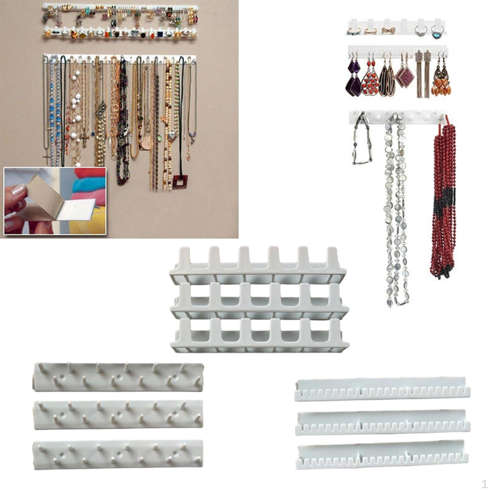 

9 Organiser W/ Hook Wall Mount Accesorries Hanger Plastic for Earrings Necklaces Storage Home Rings
